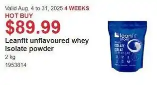 Costco Leanfit unflavoured whey isolate powder offer
