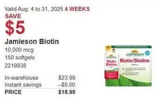 Costco Jamieson Biotin offer