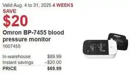 Costco Omron BP-7455 blood pressure monitor offer
