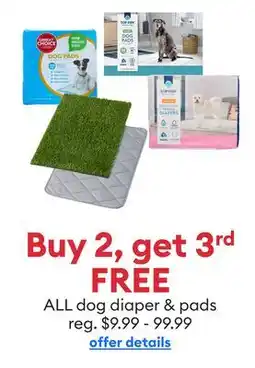 Petsmart Buy 2, get 3rd FREE ALL dog diaper and pads offer