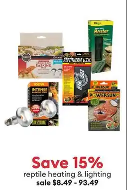 Petsmart Save 15% reptile heating & lighting offer