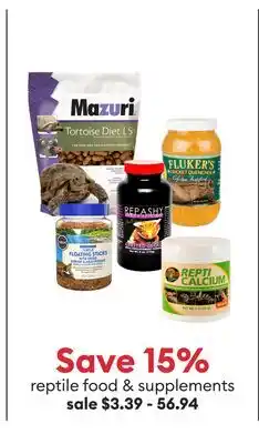Petsmart Save 15% reptile food & supplements offer