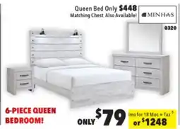 Surplus Furniture Derby Rustic White Dresser/Mirror/Queen Bed w Lights/NS offer