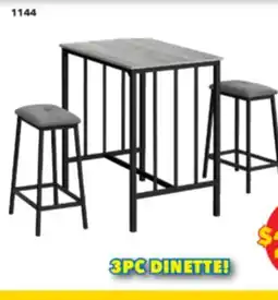 Surplus Furniture Grey/Black Metal Counter Height Table w/ 2 Chairs (All-in-One Box) offer