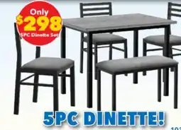 Surplus Furniture Grey/Black Table and 3 Chairs w/ Bench (All-in-One Box) offer