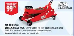 Canadian Tire BIG RED 3-TON STEEL GARAGE JACK offer