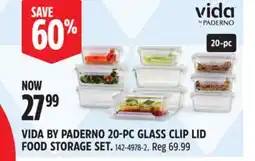 Canadian Tire VIDA BY PADERNO 20-PC GLASS CLIP LID FOOD STORAGE SET offer