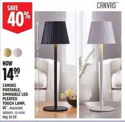Canadian Tire CANVAS PORTABLE, DIMMABLE LED PLEATED TOUCH LAMP, 14˝ offer
