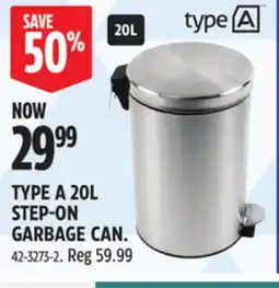 Canadian Tire TYPE A 20L STEP-ON GARBAGE CAN offer