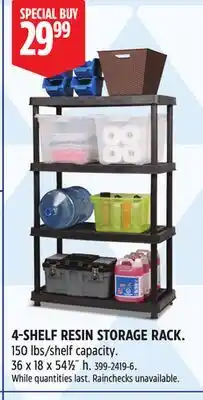 Canadian Tire TUFFSTORE 4-SHELF RESIN STORAGE RACK offer