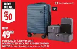 Canadian Tire OUTBOUND 21˝ CARRY-ON WITH INTEGRATED TSA LOCK AND 4 DOUBLE SPINNER WHEELS offer