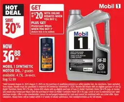 Canadian Tire MOBIL 1 SYNTHETIC MOTOR OIL offer