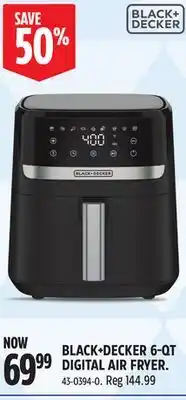 Canadian Tire BLACK+DECKER 6-QT DIGITAL AIR FRYER offer