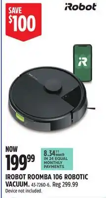 Canadian Tire IROBOT ROOMBA 106 ROBOTIC VACUUM offer