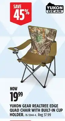 Canadian Tire YUKON GEAR REALTREE EDGE QUAD CHAIR WITH BUILT-IN CUP HOLDER offer