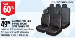 Canadian Tire AUTOTRENDS RED PIPING SPORT SEAT COVER KIT offer
