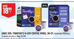 Canadian Tire TIMOTHY'S K-CUP COFFEE PODS offer