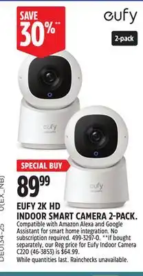 Canadian Tire INDOOR SMART CAMERA 2-PACK offer
