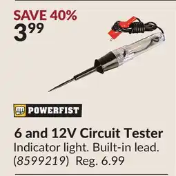 Princess Auto 6 and 12V Circuit Tester offer