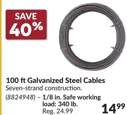Princess Auto 1/8 in. Safe working load: 340 lb. 100 ftGalvanized Steel Cables offer