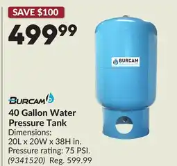 Princess Auto 40 Gallon Water Pressure Tank offer