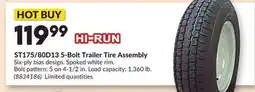 Princess Auto HI-RUN ST175/80D13 5-Bolt Trailer Tire Assembly offer