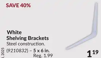 Princess Auto White Shelving Brackets offer