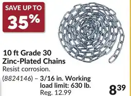 Princess Auto 3/16 in. Working 10 ftGrade 30 Zinc-Plated Chains offer