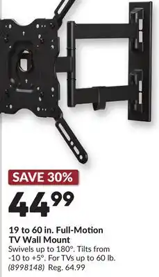 Princess Auto 19 to 60 in. Full-Motion TV Wall Mount offer