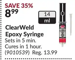 Princess Auto ClearWeld Epoxy Syringe offer