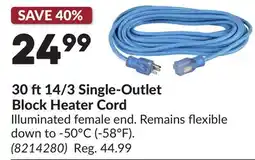 Princess Auto 30 ft14/3 Single-Outlet Block Heater Cord offer