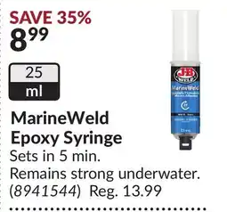 Princess Auto MarineWeld Epoxy Syringe offer