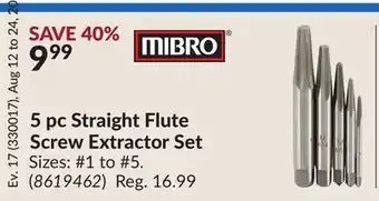 Princess Auto 5 pc Straight Flute Screw Extractor Set offer