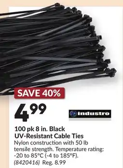 Princess Auto 100 pk 8 in. Black UV-Resistant Cable Ties offer