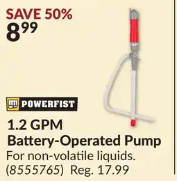 Princess Auto 1.2 GPM Battery-Operated Pump offer