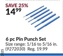 Princess Auto 6 pc Pin Punch Set offer