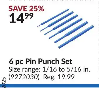 Princess Auto 6 pc Pin Punch Set offer