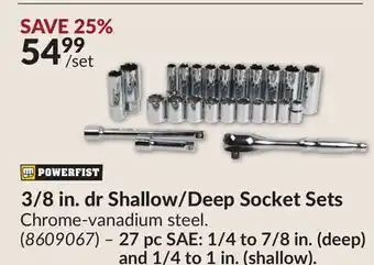 Princess Auto 3/8 in. dr Shallow/Deep Socket Sets offer