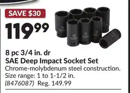 Princess Auto 8 pc 3/4 in. dr SAE Deep Impact Socket Set offer