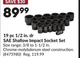Princess Auto 19 pc 1/2 in. dr SAE Shallow Impact Socket Set offer