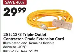 Princess Auto 25 ft12/3 Triple-Outlet Contractor-Grade Extension Cord offer