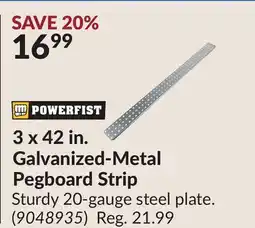Princess Auto 3 x 42 in. Galvanized-Metal Pegboard Strip offer
