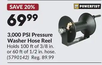 Princess Auto 3,000 PSI Pressure Washer Hose Reel offer