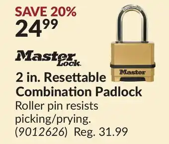 Princess Auto 2 in. Resettable Combination Padlock offer