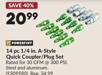 Princess Auto 14 pc 1/4 in. A-Style Quick Coupler/Plug Set offer