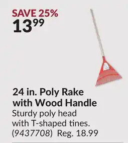 Princess Auto 24 in. Poly Rake with Wood Handle offer