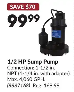 Princess Auto 1/2 HP Sump Pump offer