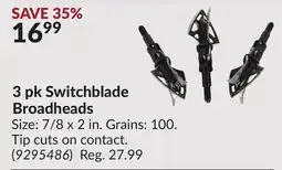 Princess Auto 3 pk Switchblade Broadheads offer