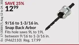 Princess Auto 9/16 to 1-3/16 in. Snap Back Arbor offer