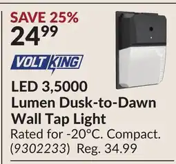 Princess Auto LED 3,5000 Lumen Dusk-to-Dawn Wall Tap Light offer